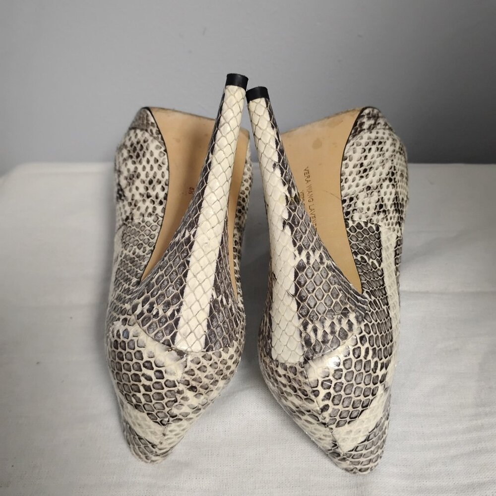 Vera Wang Lavender Python Snake Peep Toe Platform… - image 6